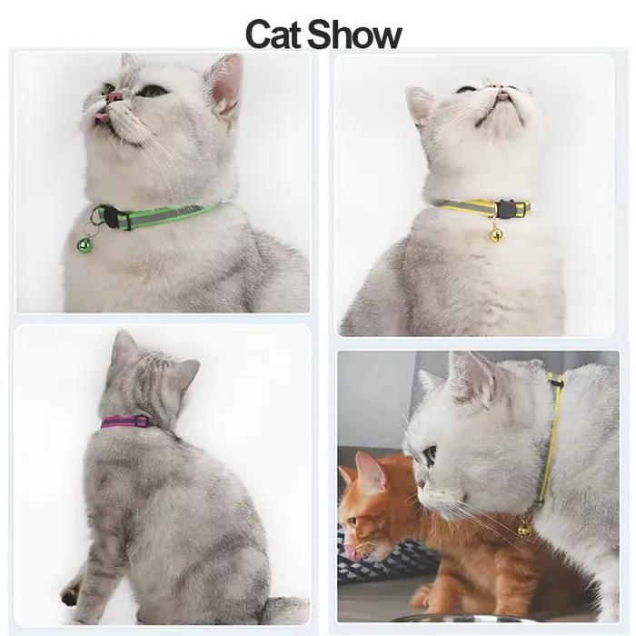 ROJECO Collier réglable avec clochette pour animal de compagnie, accessoire coloré de sécurité noctu