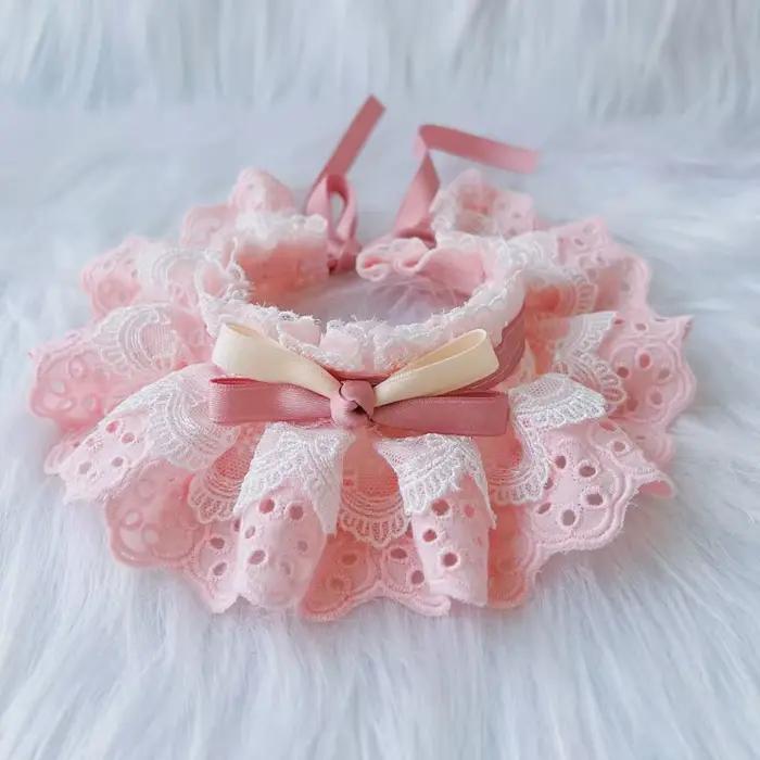 Collier en dentelle réglable pour chat et chien, accessoires pour animaux de compagnie, bandana, fou