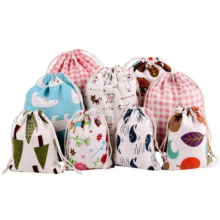 Sac de rangement de jouets et de collations pour animaux de compagnie, pochette en tissu de coton et