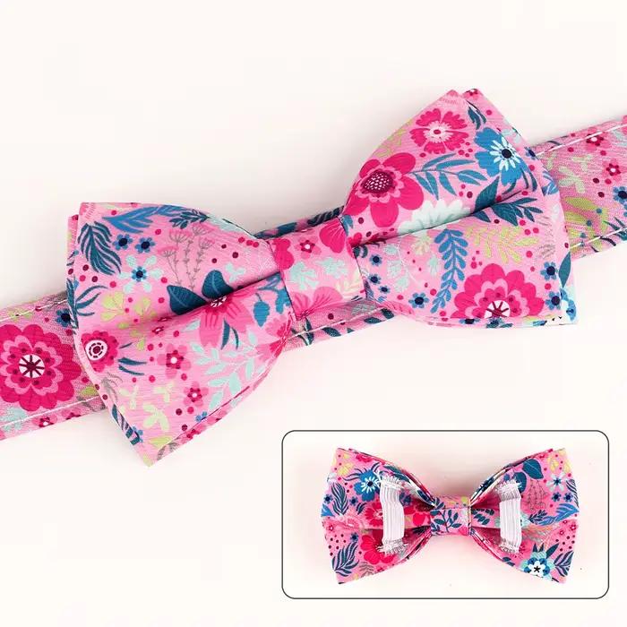 Collier de chien en Nylon imprimé Floral, collier de printemps réglable avec nœud papillon pour peti