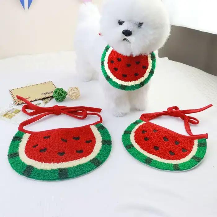 Bavoir anti-salive pour animaux de compagnie, pour chien et chat, motif dessin animé pastèque, acces