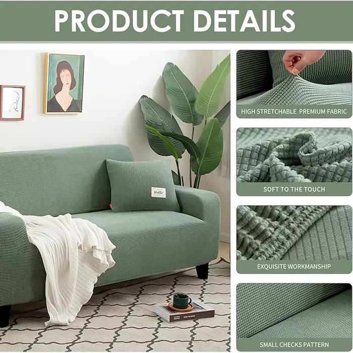 Juste de Protection Épaisse pour Canapé d'Angle, Jacquard Imprimé, Couleur Unie, pour Salon