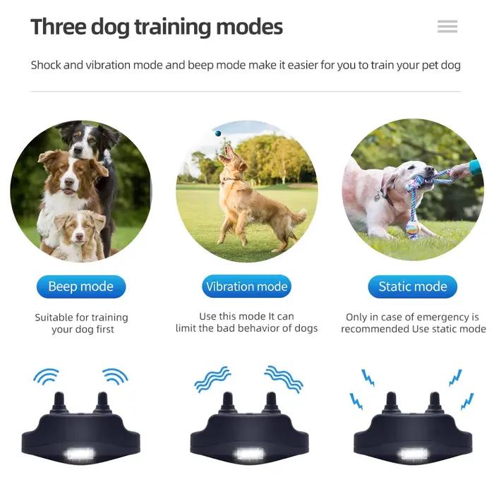 Collier d'Entraînement pour Chien, Étanche, Rechargeable, 1000m, Télécommande, Choc Électrique avec 