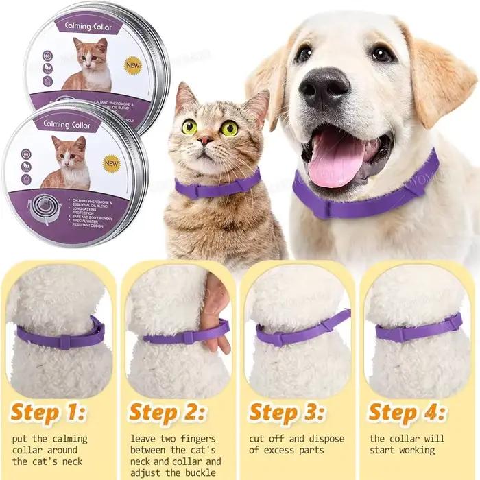 Collier de phéromone apaisant pour chien, nouvelle version, pour soulager l'anxiété, réglable et con