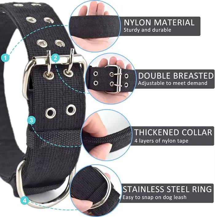Colliers militaires épais et larges pour chiens de grande taille, collier tactique réglable en Nylon