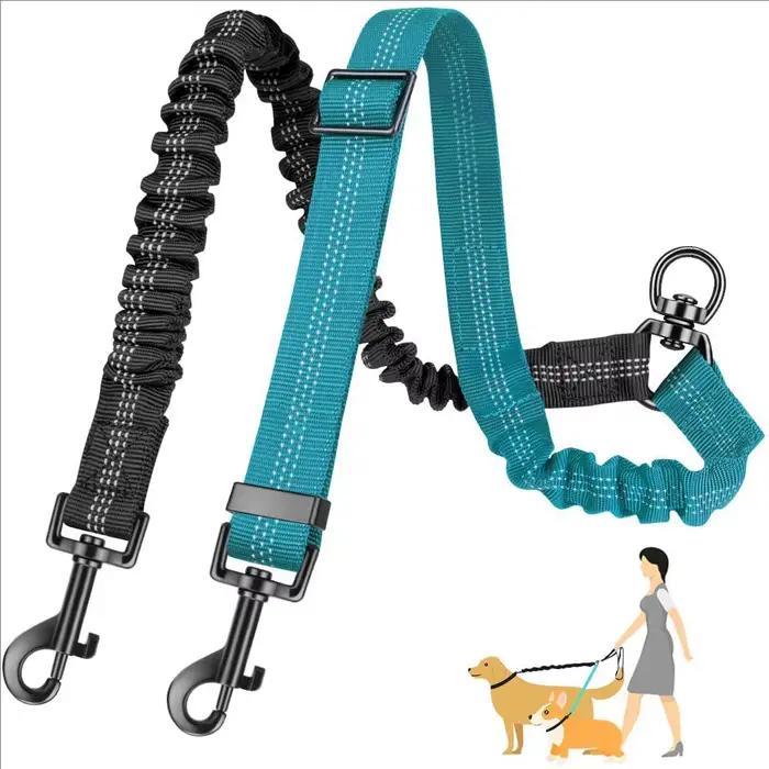 Laisse double pour chien, corde élastique extensible pour deux chiens de petite et moyenne taille, p