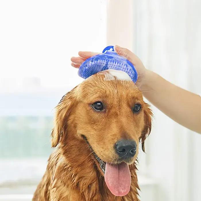 Brosse de bain en caoutchouc souple pour chien et chat, gant en caoutchouc, brosse de Massage pour t