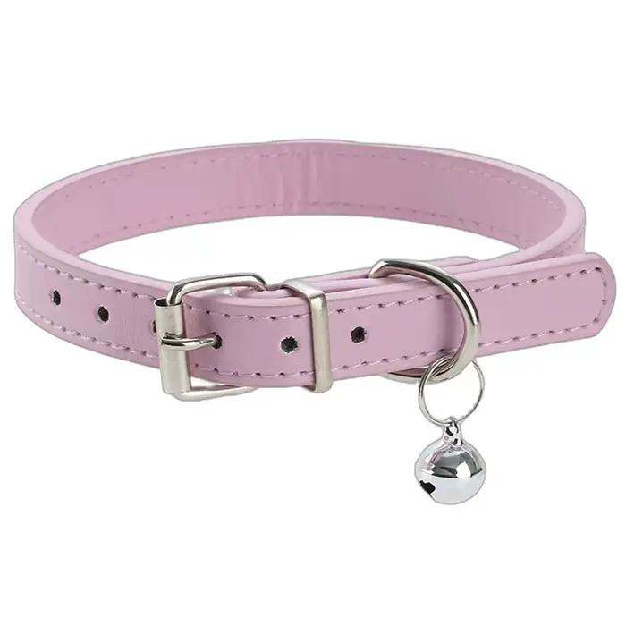 Collier pour animaux de compagnie en cuir: collier cloche de style simple pour chiens, tour de cou p