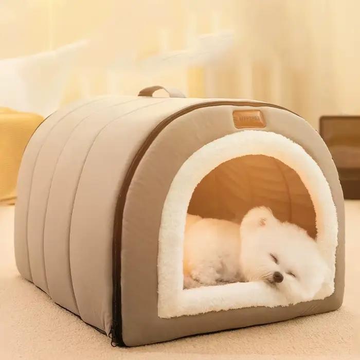 Lit d'hiver pour chien, maison pour chiots auto-chauffante, tente de couchage confortable pour chat,