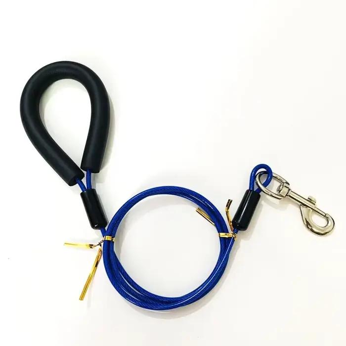 Laisse pour chien avec câble en acier, ULde traction, anti-morsure, câble d'alimentation, ceinture d