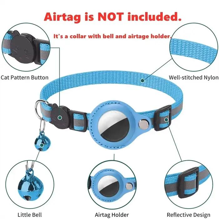 Collier Anti-perte pour traceur GPS Airtag, étui de protection avec cloche, collier réfléchissant po