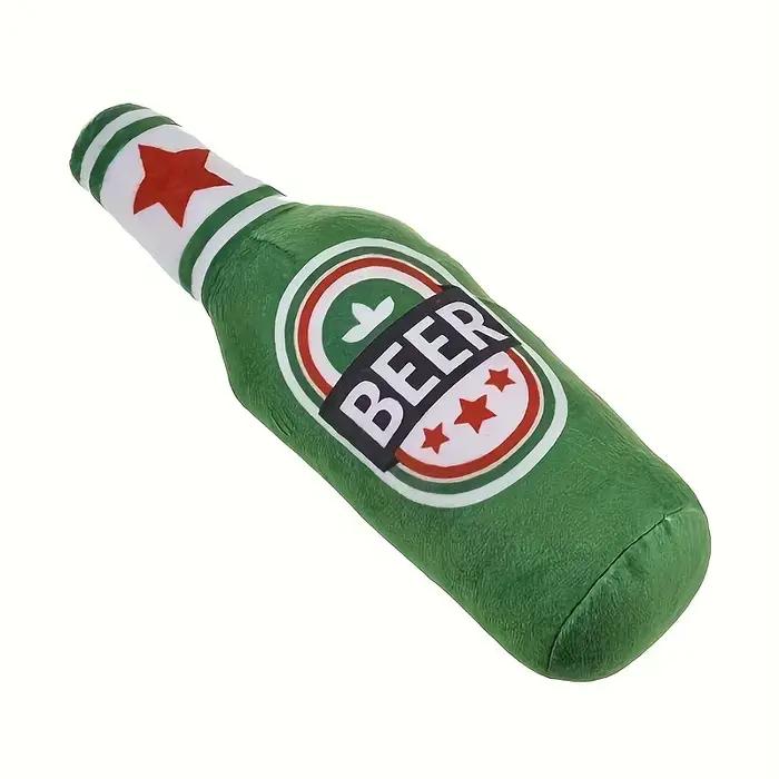 Bouteille de bière réaliste en forme de jouet pour chien grinçant, son interactif à croquer Durable 