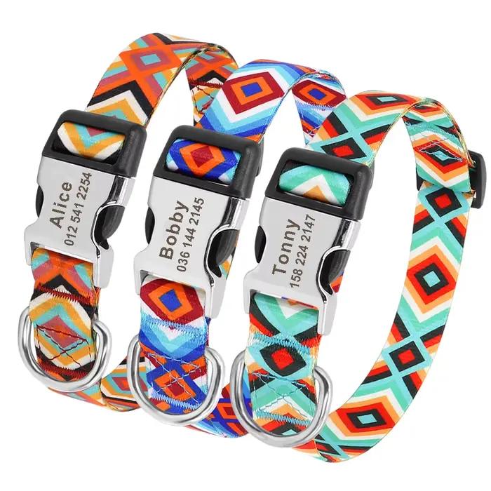 Collier de chien en nylon personnalisé, collier pour animaux de compagnie, étiquette d'identificatio