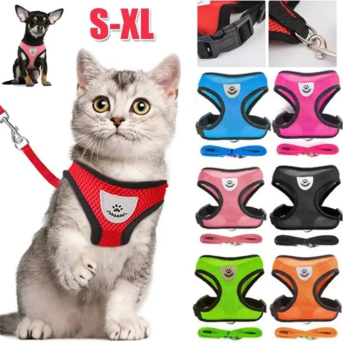 Harnais pour chien et chat avec laisse en plomb, gilet réglable en maille de Polyester, harnais resp