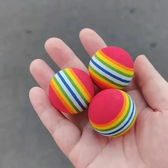 Jouet de dentition coule ChFukToy pour animaux de compagnie, boule à rayures arc-en-ciel, jouets mol