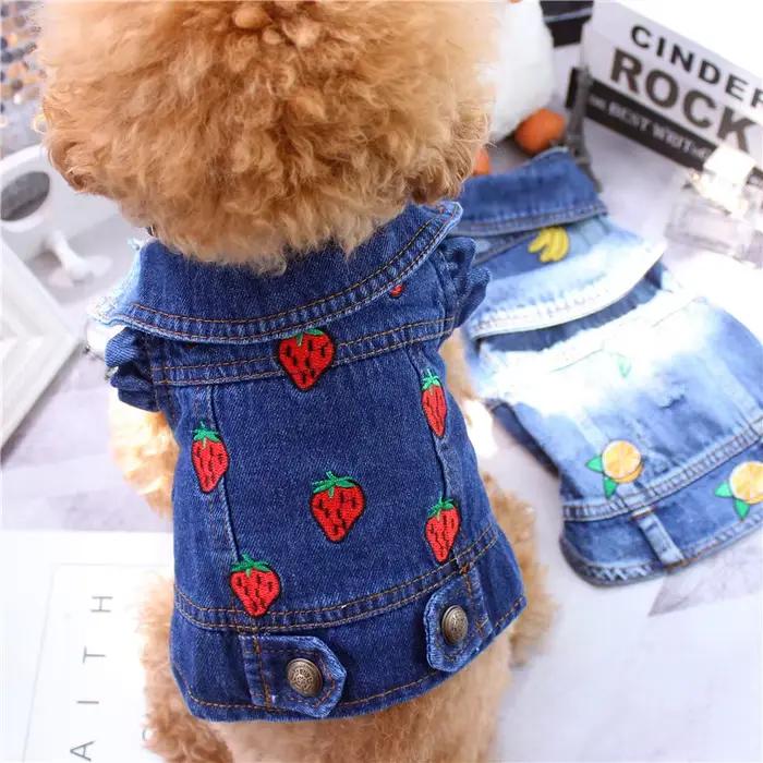 Vêtements pour animaux de compagnie Denim chien Costume été Cowboy gilet marguerite chemise jean ves