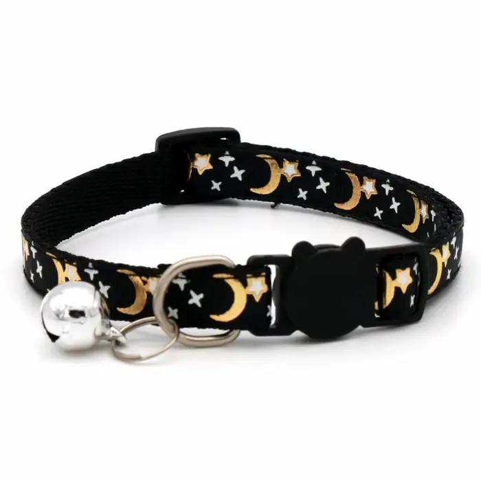 Collier pour chien et chat avec motif étoile et lune dorées
