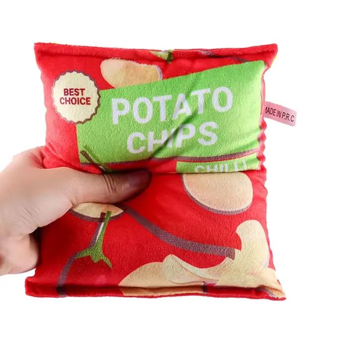 Funny Dog Toys Crisps Plush Filled Pets Squeaky Chew Toy Bite-resistant Sounding Paper