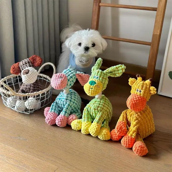 Jouet en peluche d'âne mignon pour chiens-jouet interactif à croquer grinçant avec son drôle