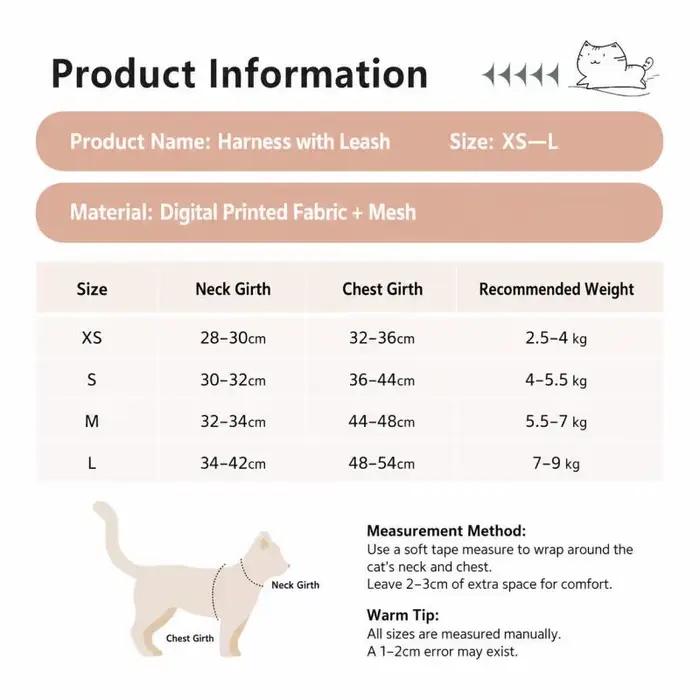 Ensemble harnais et laisse pour chat