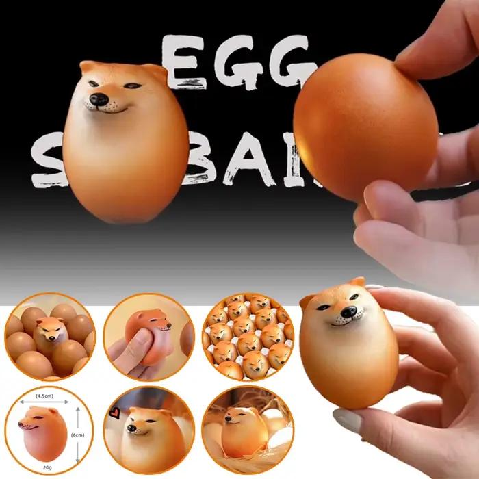 Jouets d'œufs spongieux pour chien! Shibako Egg Shiba Inu Egg Squishy à montée lente - Jouet oeuf de chien anti-Stress - Jouet de décompression d'oeufs de chien
