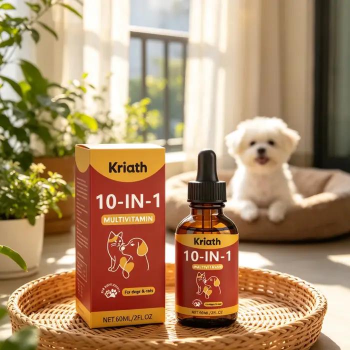 Complément multivitaminé pour animaux de compagnie Kriath, soutien immunitaire, amélioration de la digestion, correction de la malnutrition, vitalité quotidienne, gouttes de vitamines douces pour anim