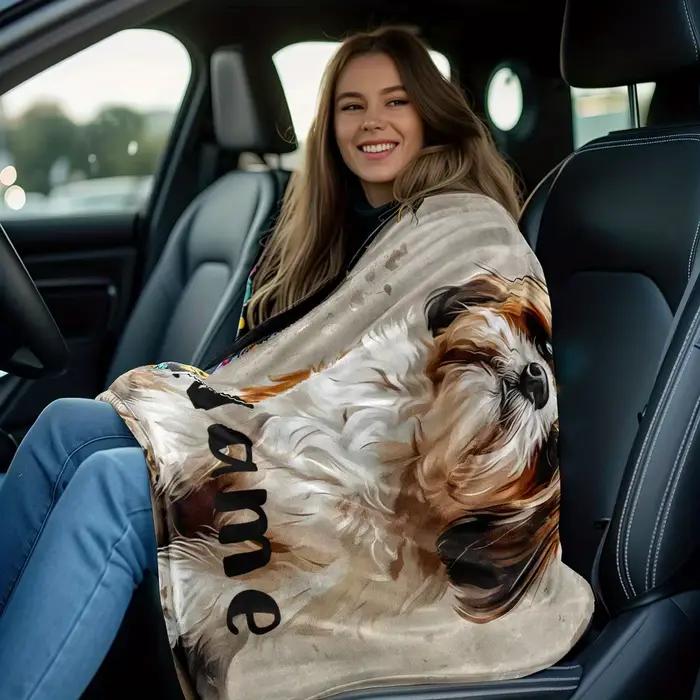 Couverture personnalisée avec motif de chien Shih Tzu