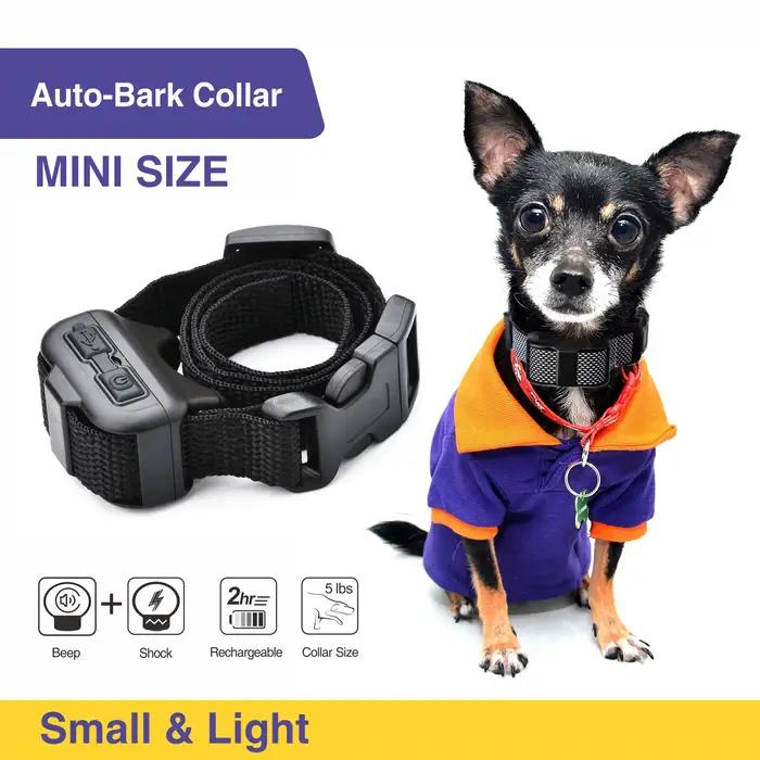Collier électrique Rechargeable pour petit chien, Anti-aboiement automatique, entraînement pour chien, sans contrôle des aboiements, pour chiot, avec Mode choc