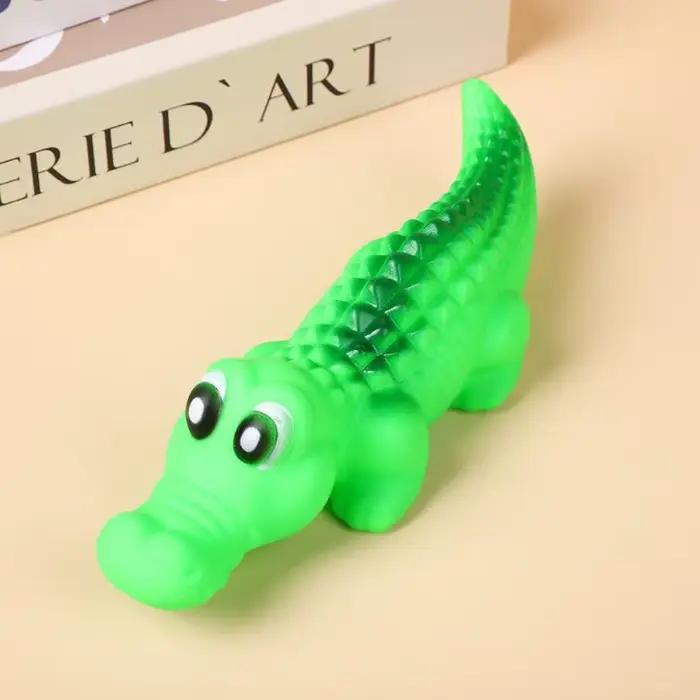 Jouet pour chien en caoutchouc couineur en forme de crocodile – Jouet durable à mâcher et à jouer pour chiens, design animal amusant pour jeux interactifs