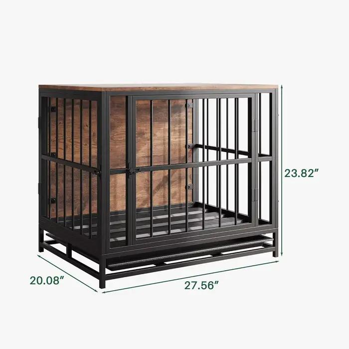 Meubles de caisse pour chien, chenil en bois pour intérieur, Cage pour chien robuste avec plateau amovible, maison pour chien, portes doubles, côté de caisse pour animaux de compagnie