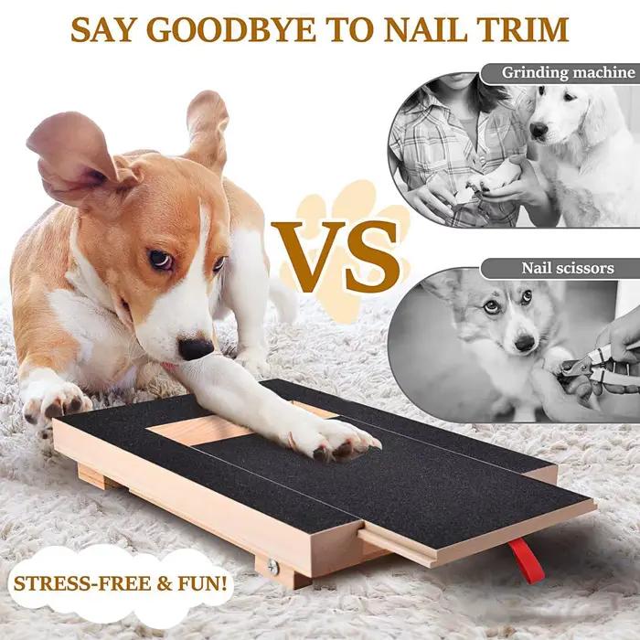 Planche à gratter les ongles pour chien avec boîte à friandises intégrée, lime à ongles en bois pour chiot, planche à poncer pour chien, grattoir