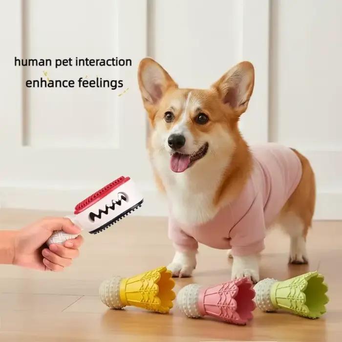 Jouet à mâcher durable pour chien, distributeur de nourriture, jouet de dentition, forme de badminton, jouet interactif pour le jeu autonome, anti-ennui, non toxique, fournitures pour animaux de compa