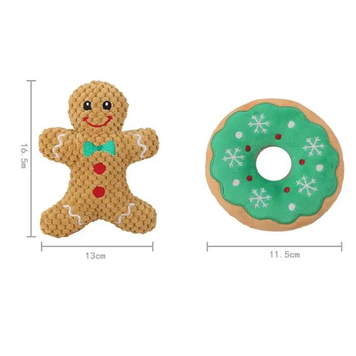 Noël chien en peluche bruit jouet à mâcher Santa Elk pain d'épice homme beignet chat