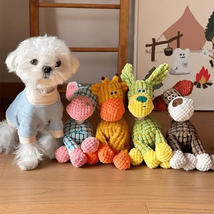 Jouet en peluche d'âne mignon pour chiens-jouet interactif à croquer grinçant avec son drôle