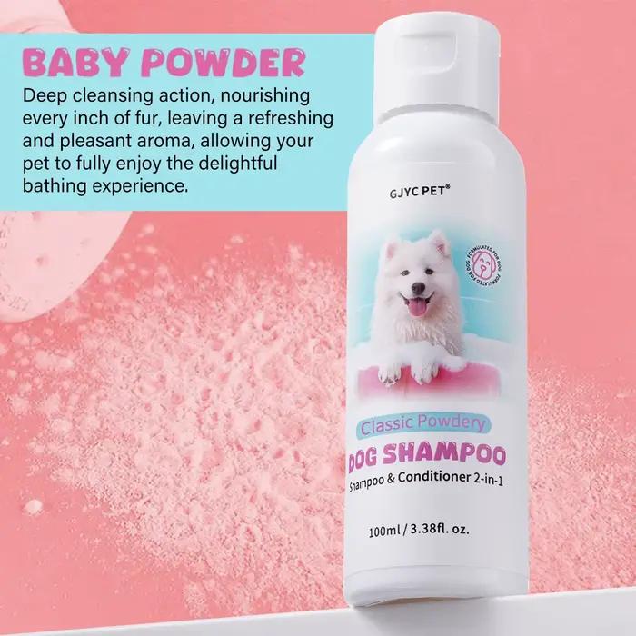 GJYC PET Shampooing pour chien 2 en 1 Parfum de poudre pour bébé Doux Hypoallergénique Équilibré au pH Nettoyage pour toutes les races