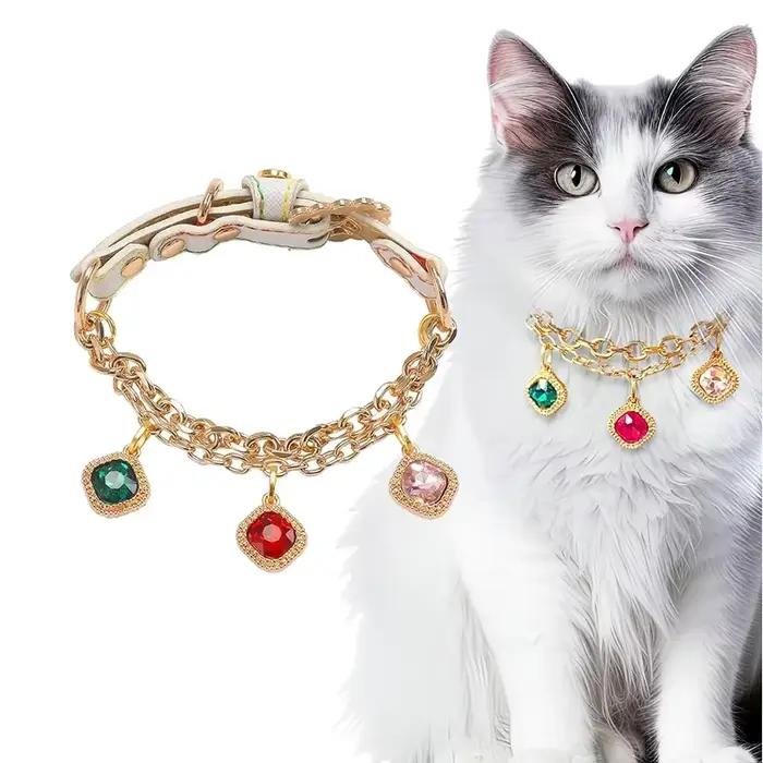 Collier réglable avec pendentif en diamant pour animaux de compagnie