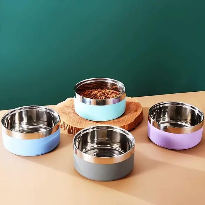Gamelle à double couche en acier inoxydable pour chiens et chats