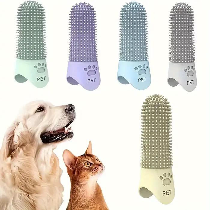 Brosse à dents pour chien en silicone souple 360 °