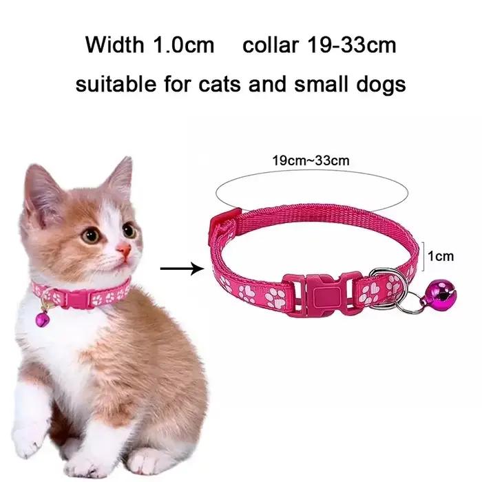 Collier pour animaux de compagnie avec cloche empreinte de dessin animé coloré chien chiot chaton anneau de sécurité