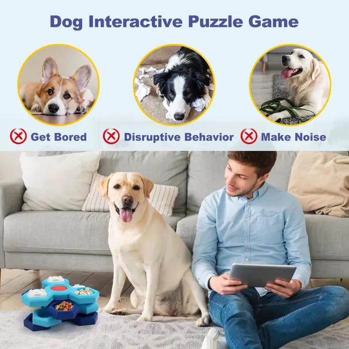 Jouet distributeur de nourriture interactif pour chien, plateau de distribution lente, plastique non toxique, entraînement de l'intelligence, distributeur de friandises, anti-étouffement, soulagement 