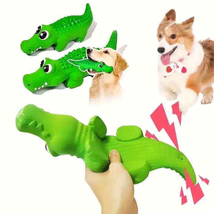 Jouet pour chien en caoutchouc couineur en forme de crocodile