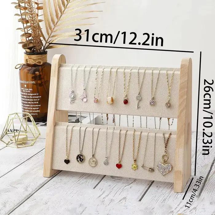 Porte-collier 2/3 niveaux support organisateur de collier en bois avec velours/PU, présentoir de collier, support de collier de chaîne