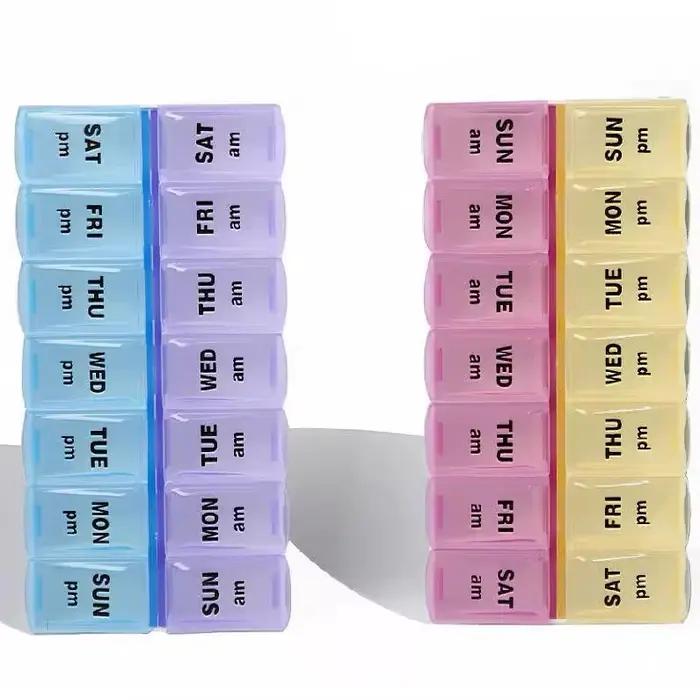 Boîte à médicaments à 14 compartiments, pour 7 jours de médicaments à prendre à l'heure du matin et de l'après-midi, avec préparation précise