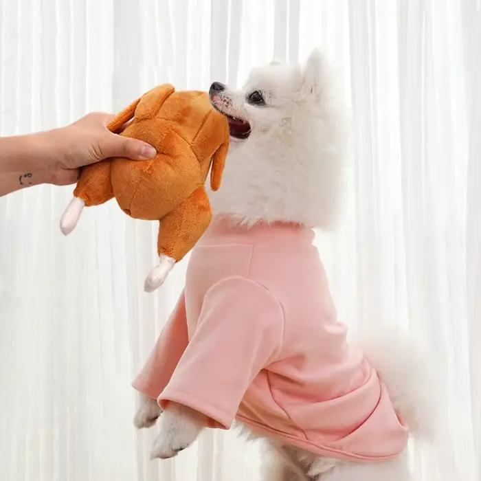 Jouet en peluche de poulet rôti grinçant pour animaux de compagnie-jouet à mâcher doux