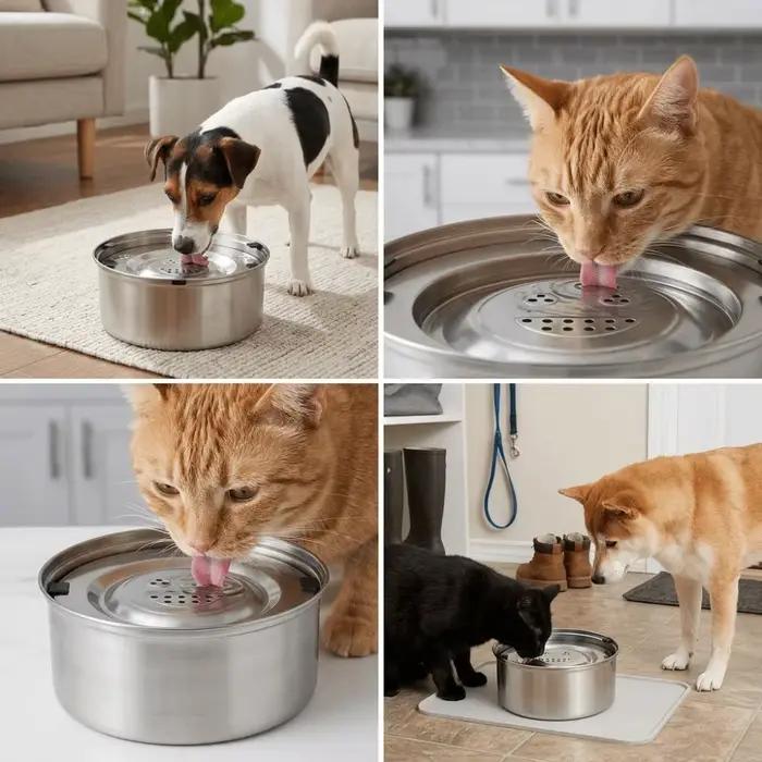 Gamelle flottante en métal pour chien