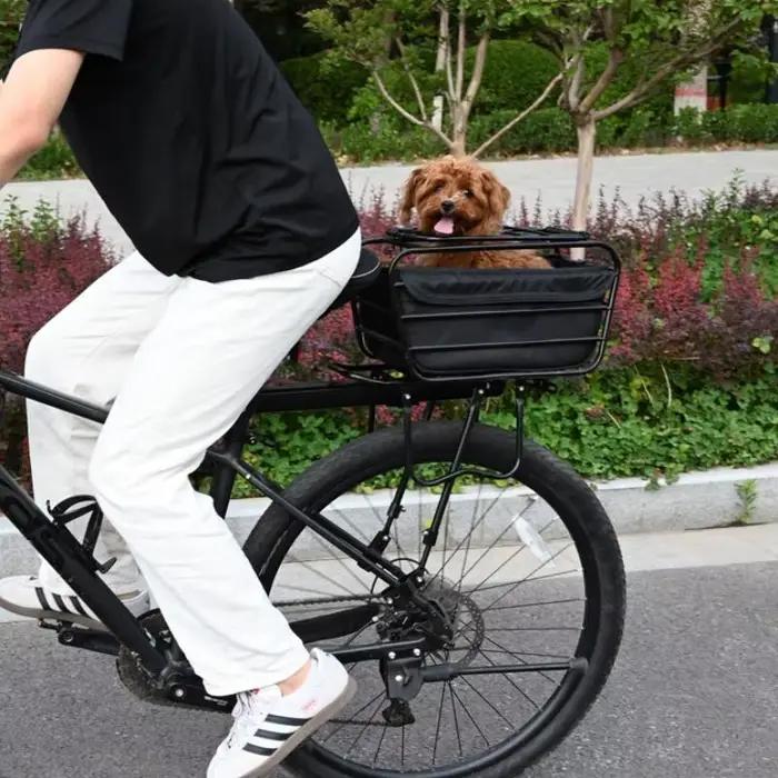 Panier de vélo 2-en-1 pour chiens et chats de petite et moyenne taille jusqu'à 12 lb, pour courses quotidiennes, panier de transport pour animaux de compagnie à fixer sur le porte-bagages arrière