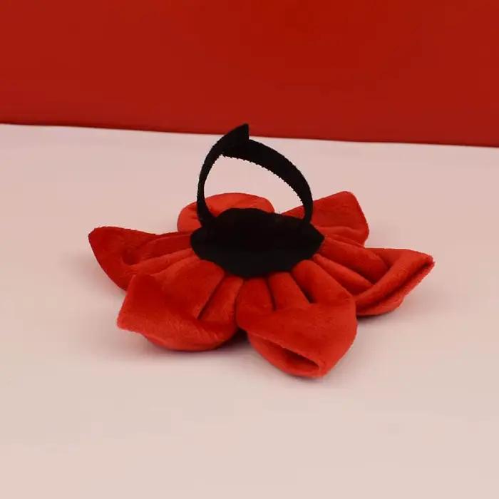 Ensemble collier et laisse pour chien en velours rouge
