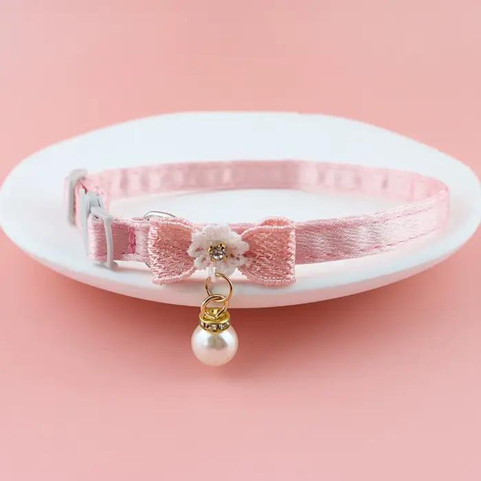 Collier en dentelle rose nickel é pour animal de compagnie
