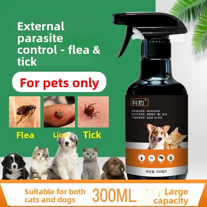 Médicament anti-puces pour chiens et chats, élimination des puces, spray répulsif externe contre les insectes pour animaux de compagnie, spray répulsif contre les insectes pour éliminer les poux et le