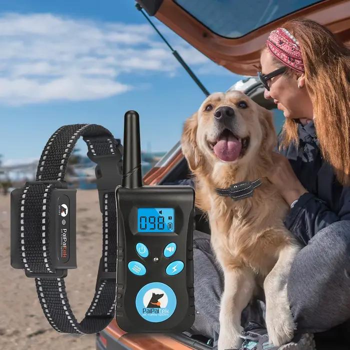 Paipaitek collier d'entraînement pour chien 2-en-1 bip Vibration 1600 pieds télécommande étanche sans choc contrôle des aboiements réglable pour tous les chiens